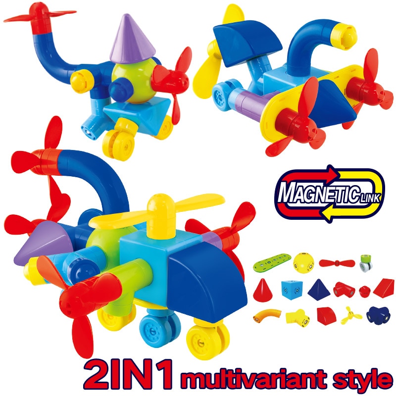 DIY Kleurrijke Cognitieve Vervoer Marmer Loopt Plastic Pijp Mozaïek Helicopter vliegtuigen Blok kinderen kleuterschool Speelgoed