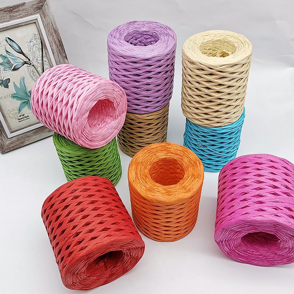 1 Roll Useful Exquisite Lightweight Paper Ribbon Paper Yarn Baking Packaging Belt Rope for Raffia Straw Paper
