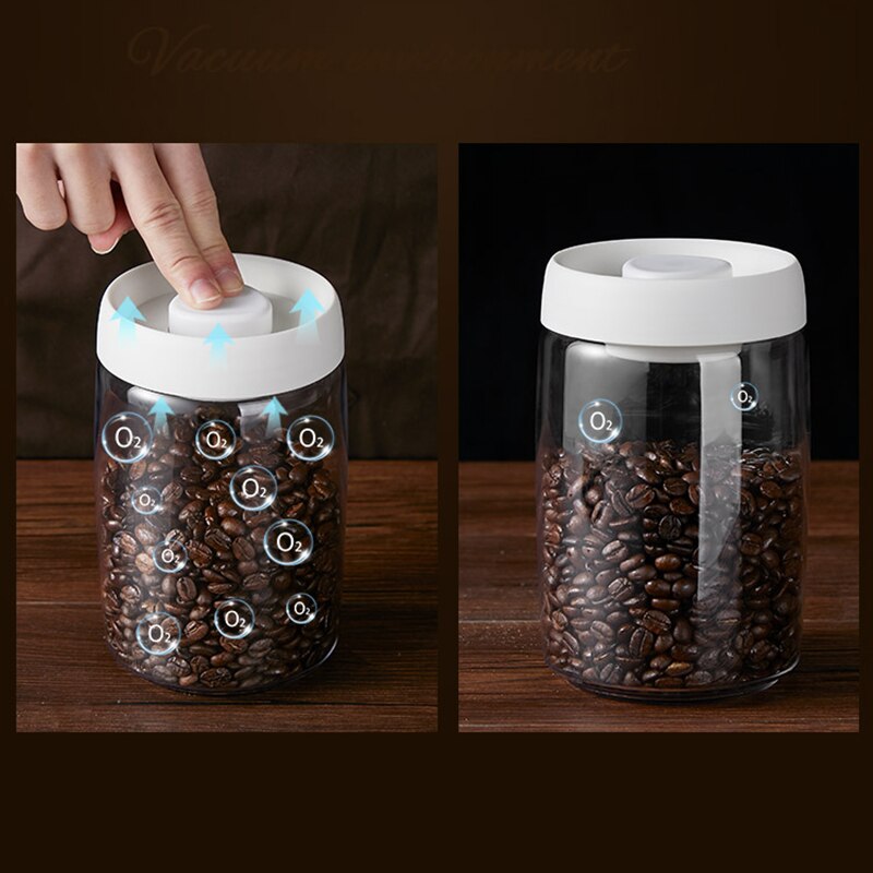 Food Coffee Beans Storage Bottles &amp; Jars with Cover Plastic Vacuum sealed Tank Storage Press and exhaust storage