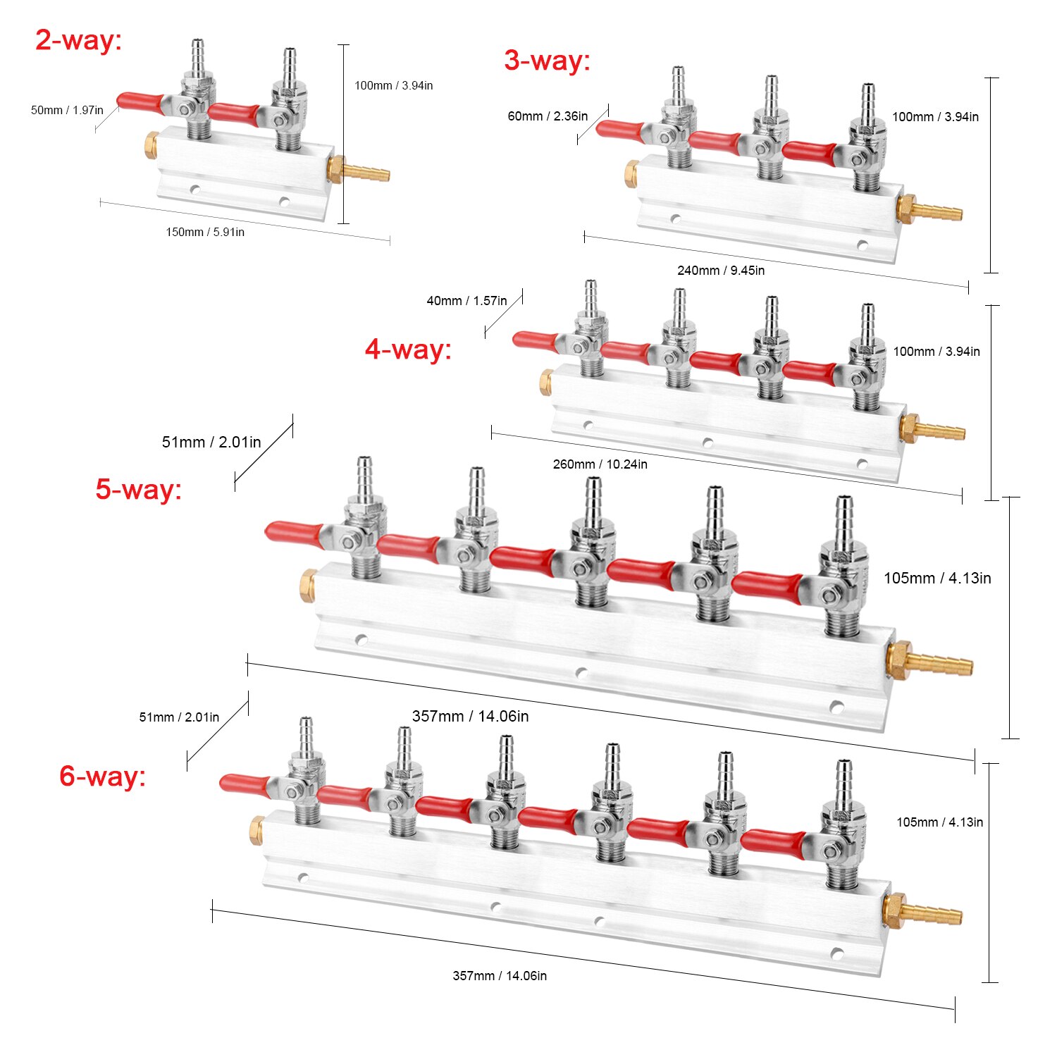 CO2 Gases Distribution Block Manifold w/ 7mm Hose Barbs Wine Making Tools Draft Beer Dispense Device 5 Optional Fine Durability