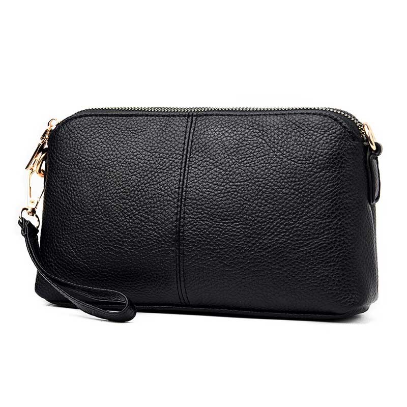Yogodlns årgang pu lær crossbody bag litchi mønster skulderveske enkel glatt farge messenegr bag fritid shopping veske: Svart