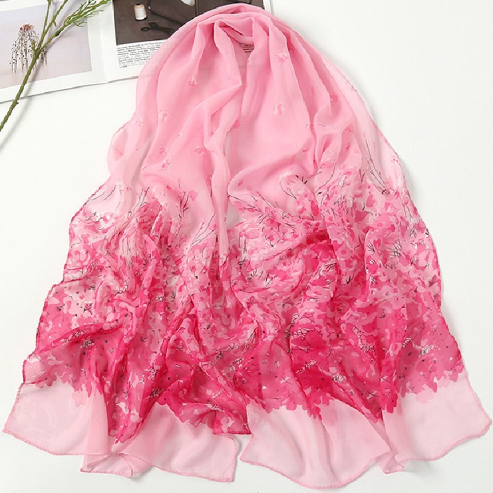 Lenço de chiffon para mulheres, elegante xale longo, cor sólida, chiffon, hijab, verão, proteção solar, lenços de praia