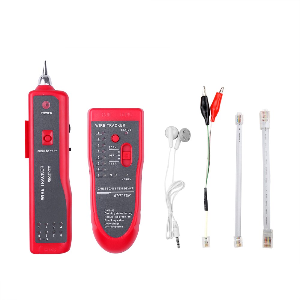 kebidumei RJ11 RJ45 Cat5 Cat6 Wire Tracker Diagnose Tone Finder Telephone Wire Cable Tester TracKer Detector Networking Tools: Red