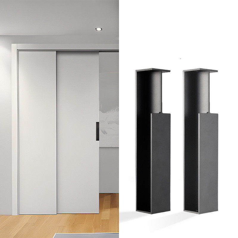 40 / 45MM Pocket Wooden Sliding Door invisible Embedded Handle Sliding Door Hidden Black Aluminum Alloy Handle