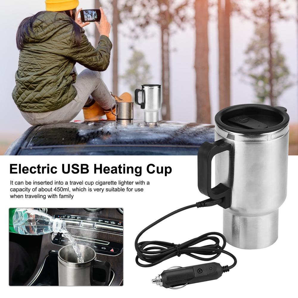 Voiture véhicule chauffage 304 acier inoxydable eau tasse bouilloire café chauffé tasse Thermos thermique tasse cercles Thermos Hydro fiole