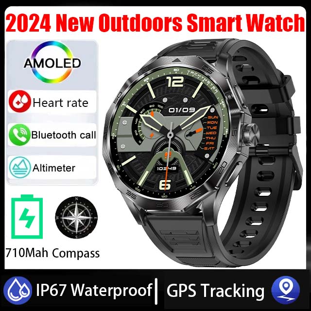 2024 nowy męnarty Smartwatch HD Bluetooth połączenie 1.85-calowy 360*360 AMOLED ekran HD 710Mah GPS tor kompas wodoodporny męnarty Smartwatch: biały