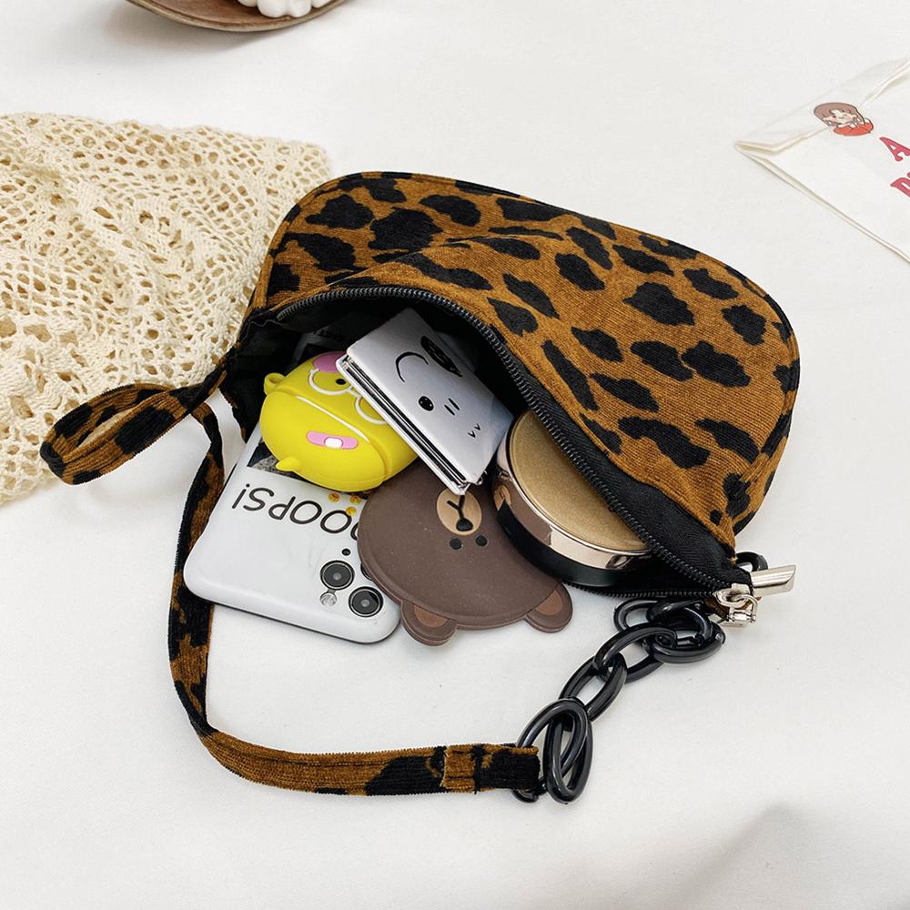 Sacs à main Vintage motif léopard zèbre pour femmes, sous les aisselles en tissu, chaîne à bandoulière, soirée, pochettes