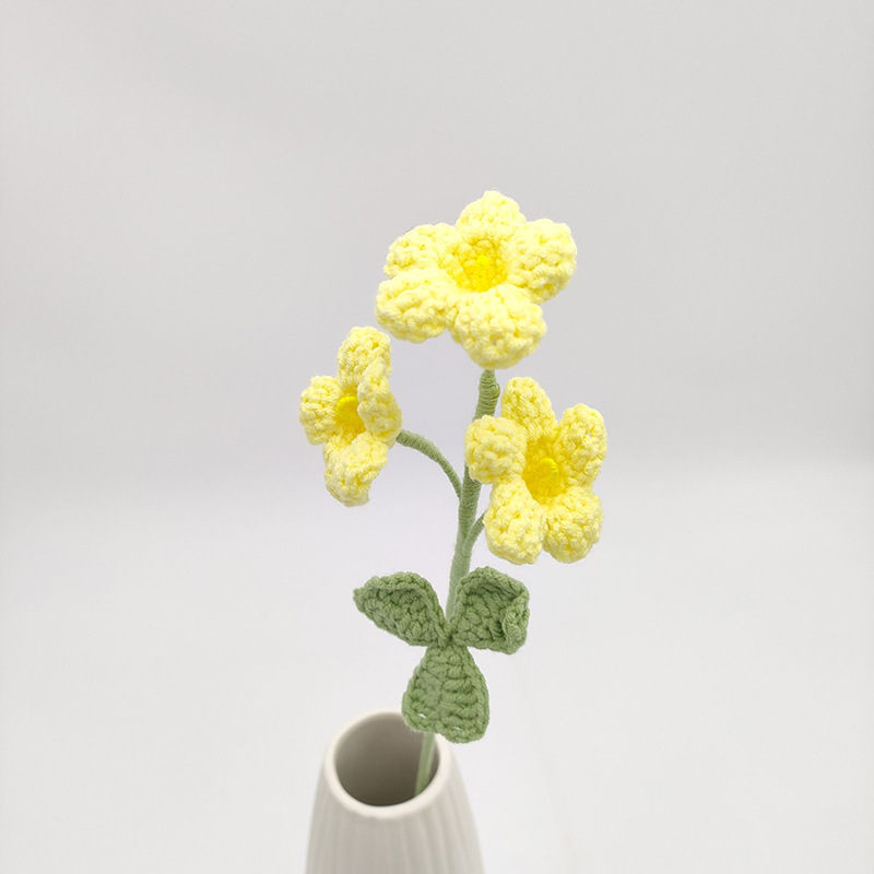 Søt heklet blomsterbukett strikkede blomster flores tejidas en heklet hjemmedekorasjon morsdagsbukett: Brun