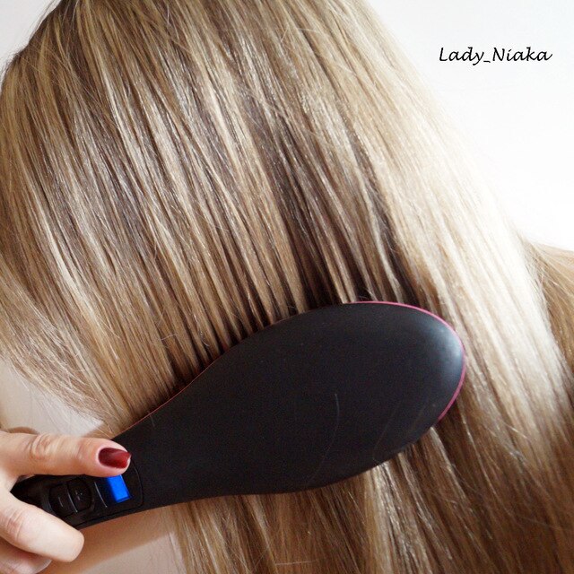 Nueva plancha para el cabello cepillo eléctrico plancha para el cabello herramienta para estirar el pelo recto pantalla LCD de hierro Digital antiestática cepillo