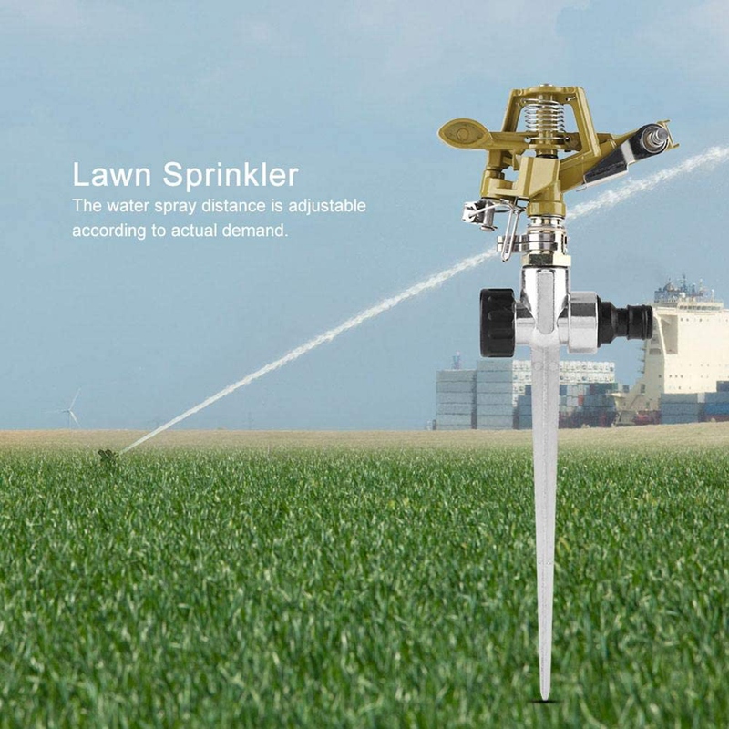 Arroseur à pulsations en métal, Rotation de 360 degrés, pour pelouse avec pic, système d&#39;irrigation du jardin, 4 pièces