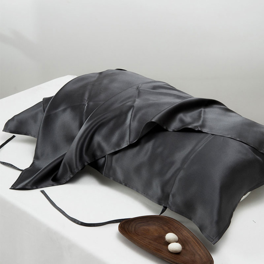 2 Stuks Zijde Kussen Handdoek Zware Zijden Kussen Handdoek 100% Moerbei Zijde Satijn Zijde Kussen Pure Kleur Stropdas Om De kussen 19 Momme: 2 Dark grey