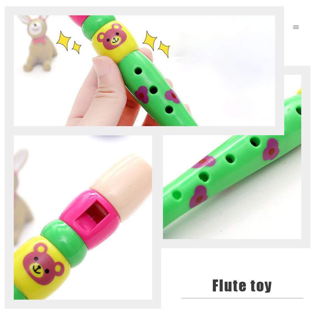 Flauta educativa de dibujos animados para niños, 3 piezas, patrón aleatorio