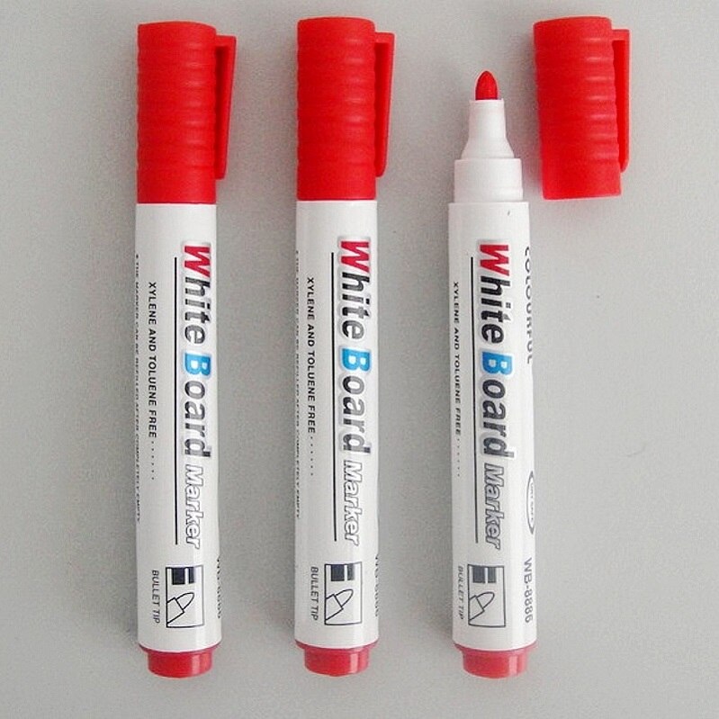 10 teile/los 4 Farben Große Kapazität Löschbaren Whiteboard Marker Stift Umwelt Freundliche Marker Büro Schule Liefert: rot 10Stck