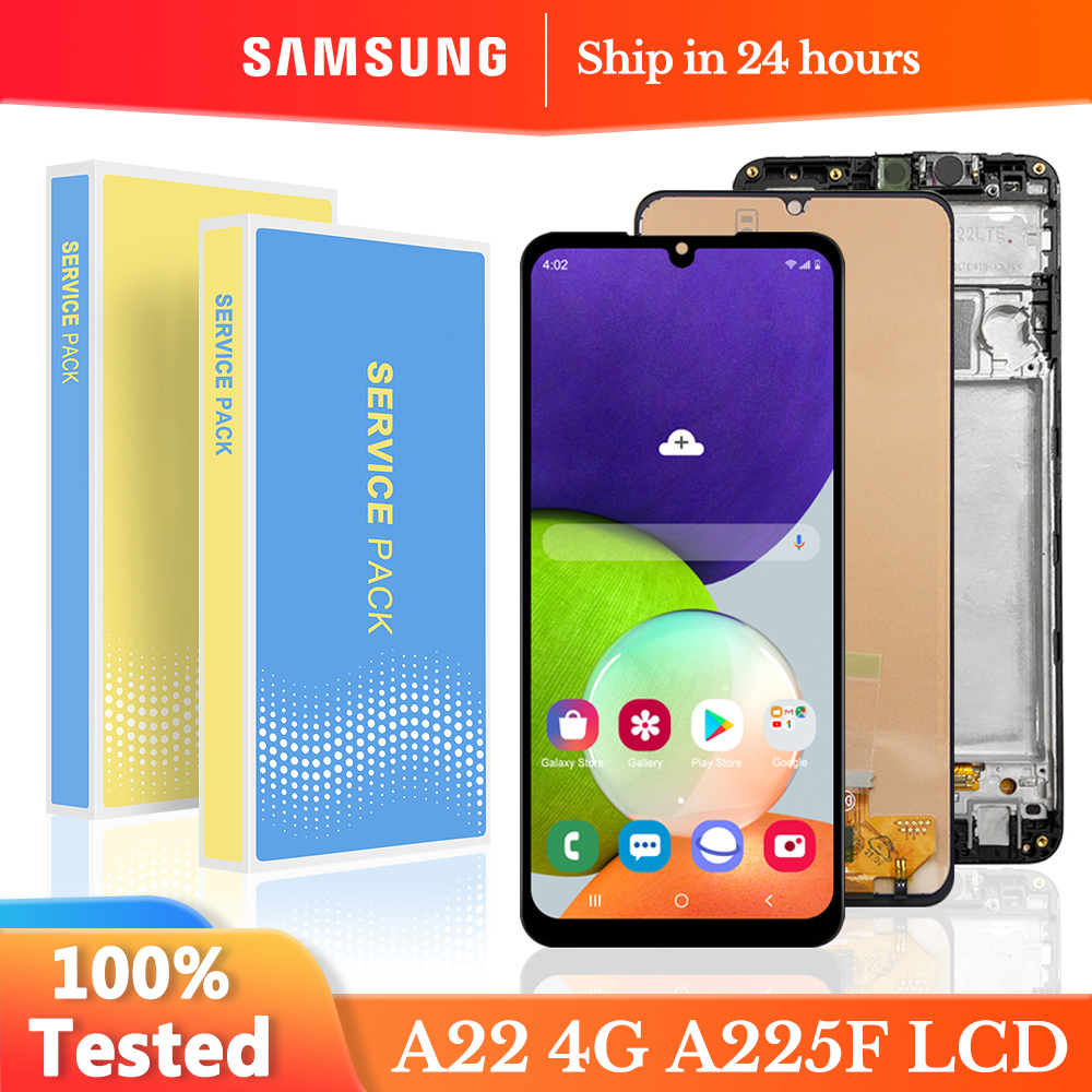 Test al 100% per Samsung Galaxy A22 4G Display LCD Touch Screen Digitizer con cornice per Samsung A225F A225F/DS A225M LCD