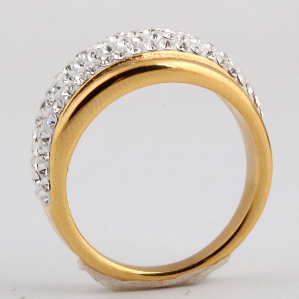 Bague en acier inoxydable NIBA 316L pour femme avec cristal autrichien Stellux de supérieure