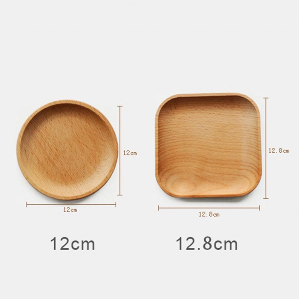 Wood Serving Plate, Wood Square & Round Serving Tray, Fruit Dessert Cake Snack Candy Platter Wooden Bowls Plate Tableware