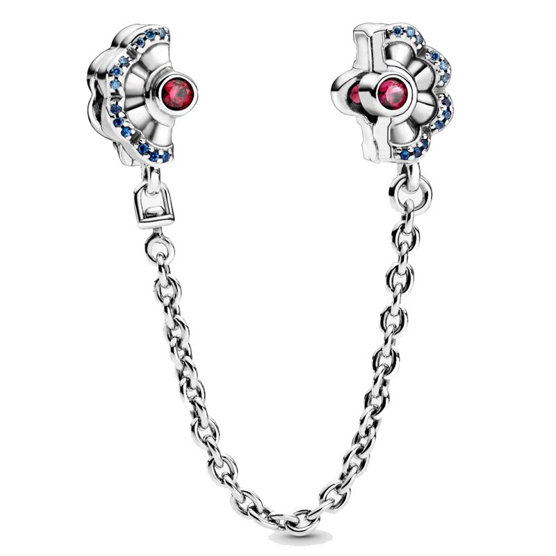 Arcs Of Love Enchanted Heart Shining Elegance Floral Safety Chain Charm 925 Sterling Silver Beads Fit Bracelet Jewelry: 6