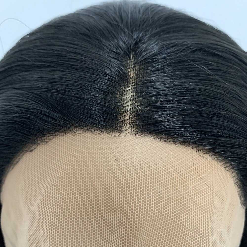 Black Body Wave Synthetic Lace Front Wig Baby Hair Wavy Heat Resistant Fiber Hair Half Hand Tied Wig