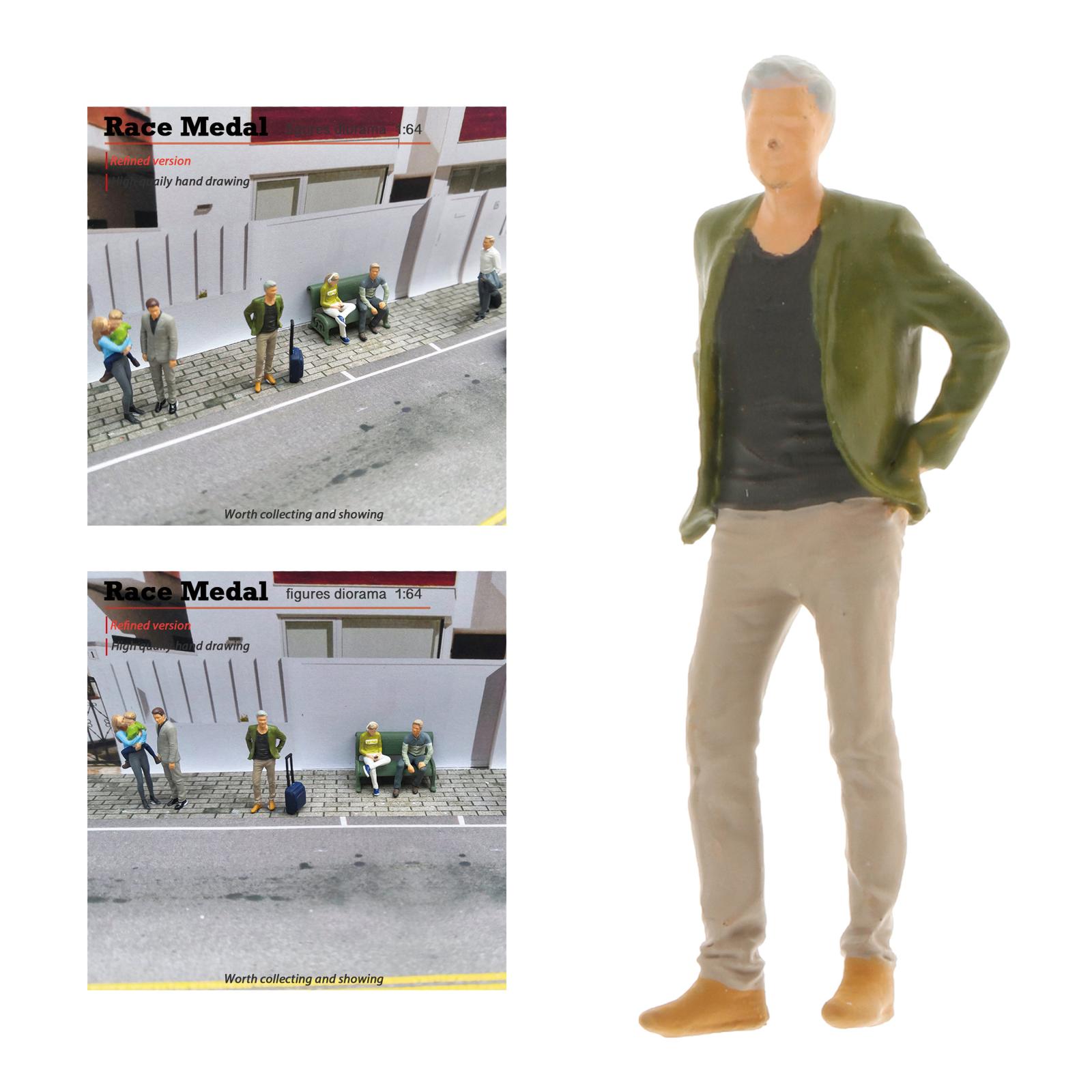 RM 1:64 Resin Model Tiny People Figure Business Trip Dolls Character Miniature Dioramas Street Layouts Diorama Gauge S