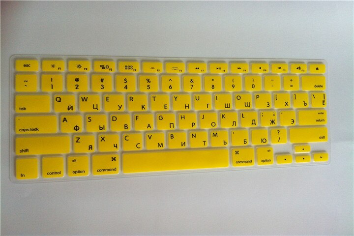 Dla Macbook Air pro 13 15 A1466 A1502 A1369 A1398 A1286 A1278 rosyjski list klawiatura silikonowa pokrywa pokrowiec ochronny ze skóry: yellow
