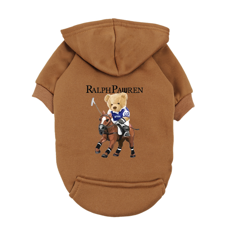 Navy Blue Dog Hoodie with Bear Rider Print - Small Medium Dog Polo Sweatshirt - Inspired Pet Clothes: XXL / Pink