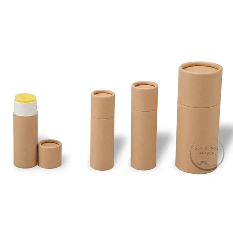 50PCS Kraft Paper Push Up Tubes Cylindrical Packaging Lip Balm Paper Tube Biodegradable Cardboard Cosmetic Deodorant Container: Plastic / light green / 40ml