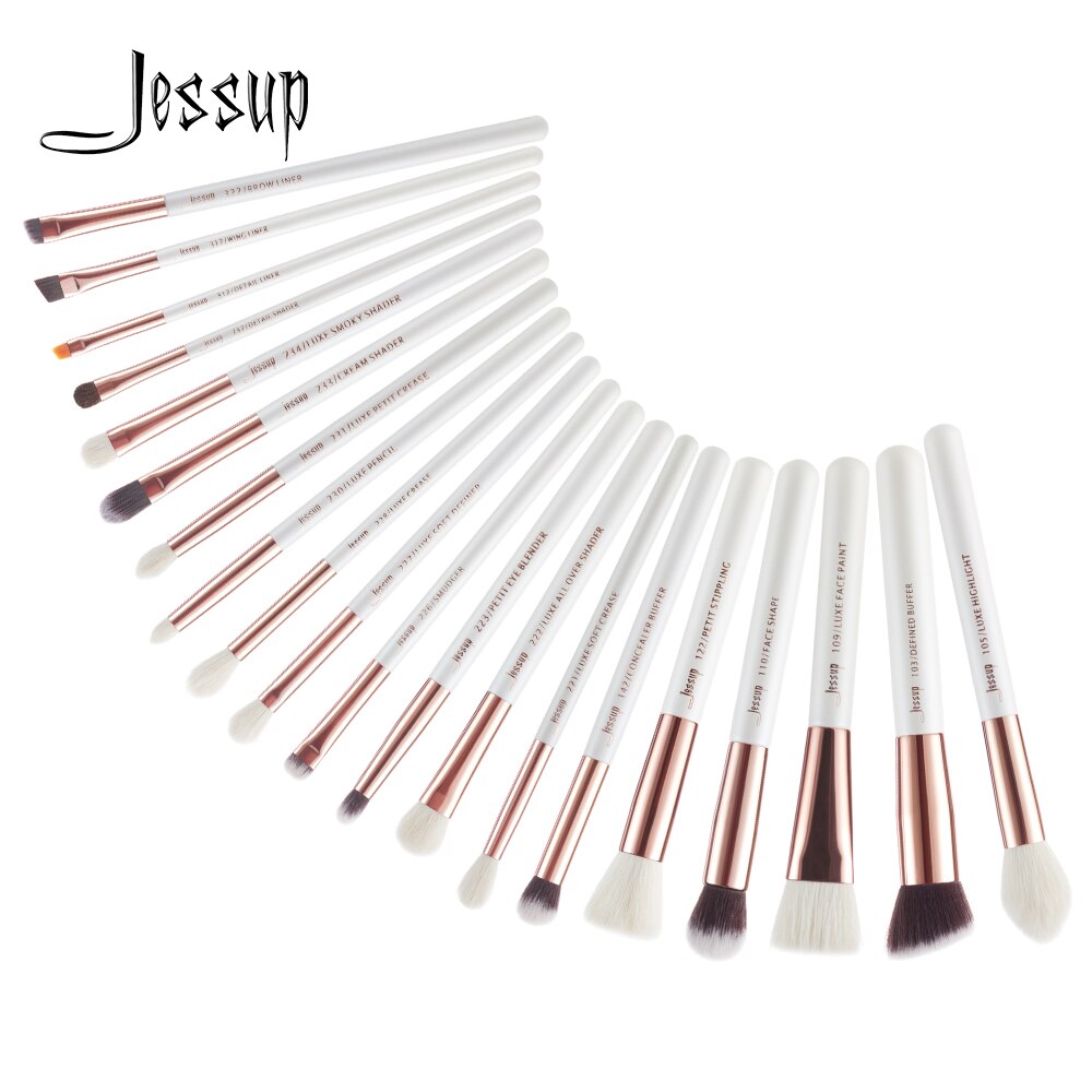 Jessup Make-Up Kwasten 20 Pcs Wit/Rose Gold Brochas Maquillaje Foundation Markeerstift Blending Borstels T225