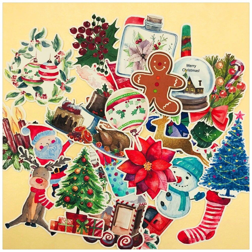 33Pcs Retro Vintage Kerst Kerstman Sneeuwpop Sticker DIY Craft Scrapbooking Album Junk Journal Planner Decoratieve Stickers