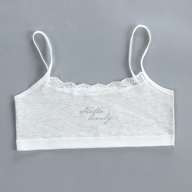 Cotton Girl Bra Development Period 7-14 Years Old Older Children&#39;s Lace Letter Underwear Girls Tube Top Student Training Bra: 4