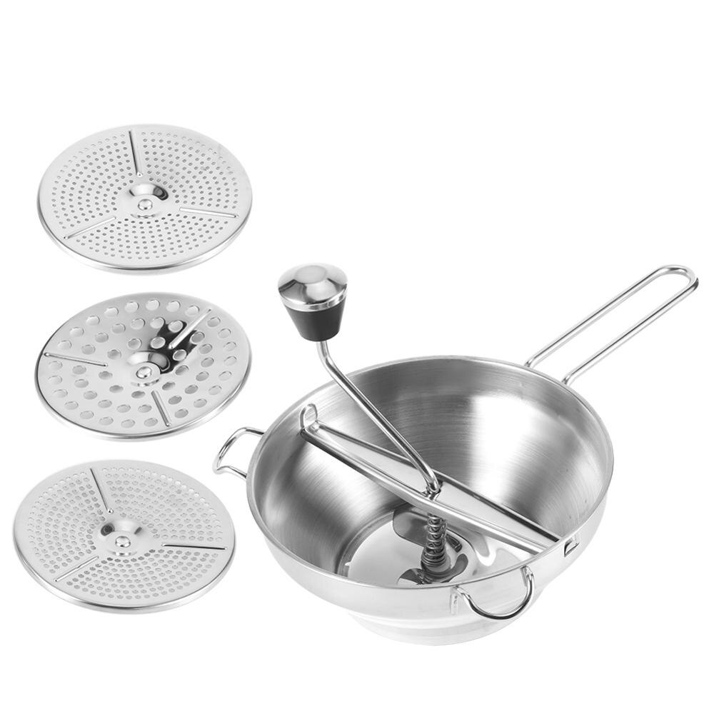 Multifunksjonell manuell matmikser rustfritt stål salat grønnsak frukt blender kjøkken mose siling og rive maskin