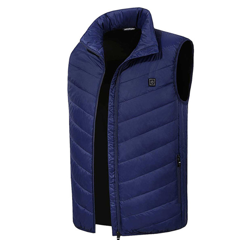 USB gilet chauffant hommes femmes manteau plume thermique chauffé veste hiver pêche gilet Usb gilet extérieur chauffé gilet grande grande taille 4XL: Bleu / L