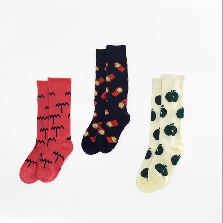 Sport Socks Children Print Boys Girls Cotton Spring Summer Student Kids Tube Socks 3 Pairs Pack