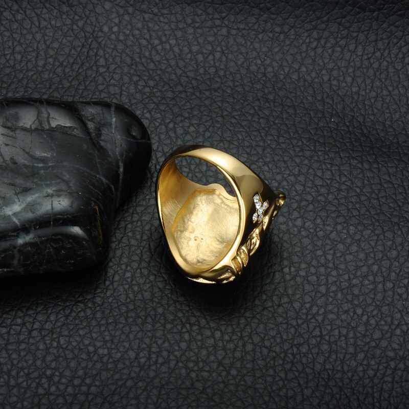 or anneaux cristal croix jésus hommes bague en acier inoxydable de Punk chrétien religieux anneau bijoux