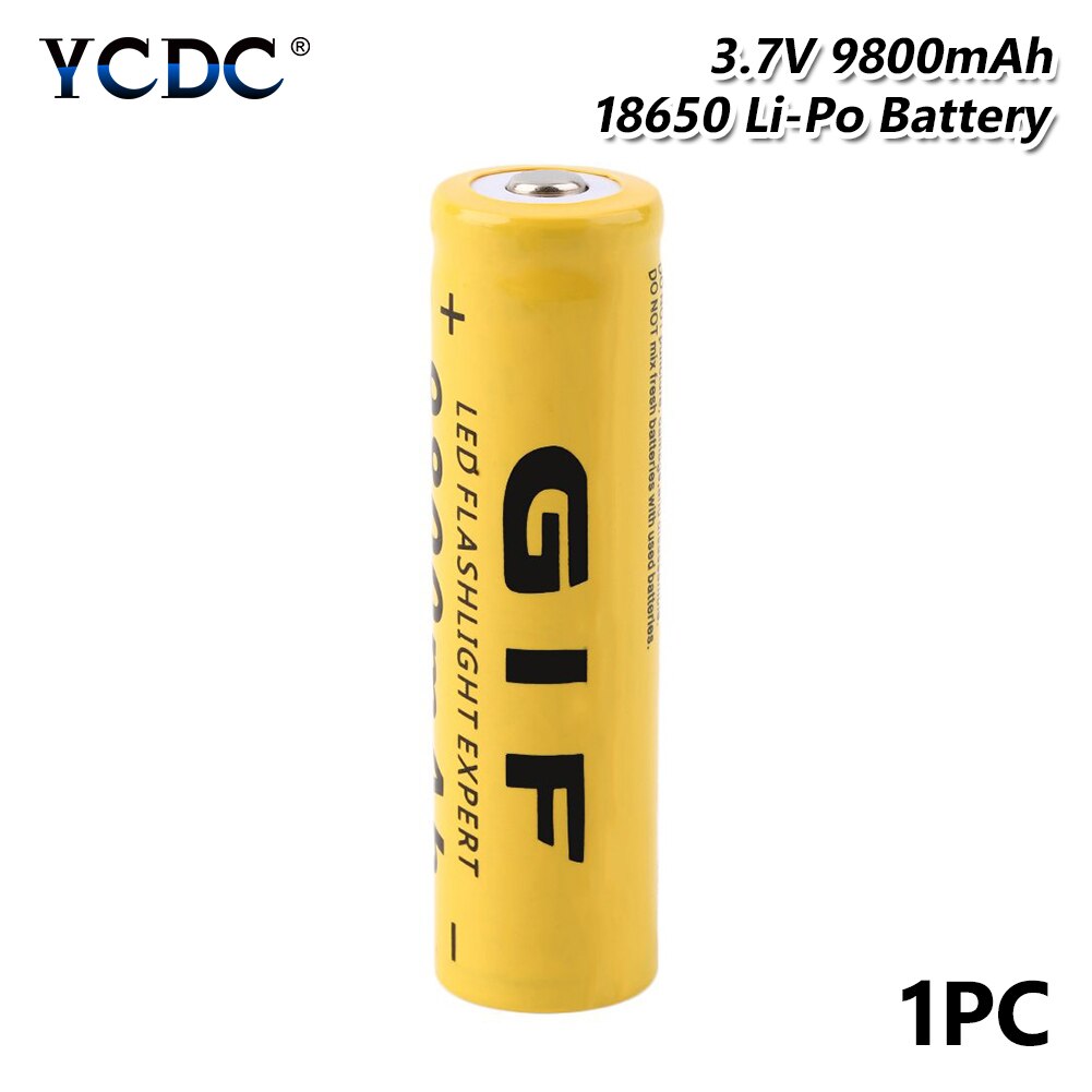 1/2/4/6/8x High Capacity 3.7V 9800mAh GIF 18650 Battery 3.7 Voltage 18650 Rechargeable Lithium Batteries Li Ion 18650 Case: 1 piece