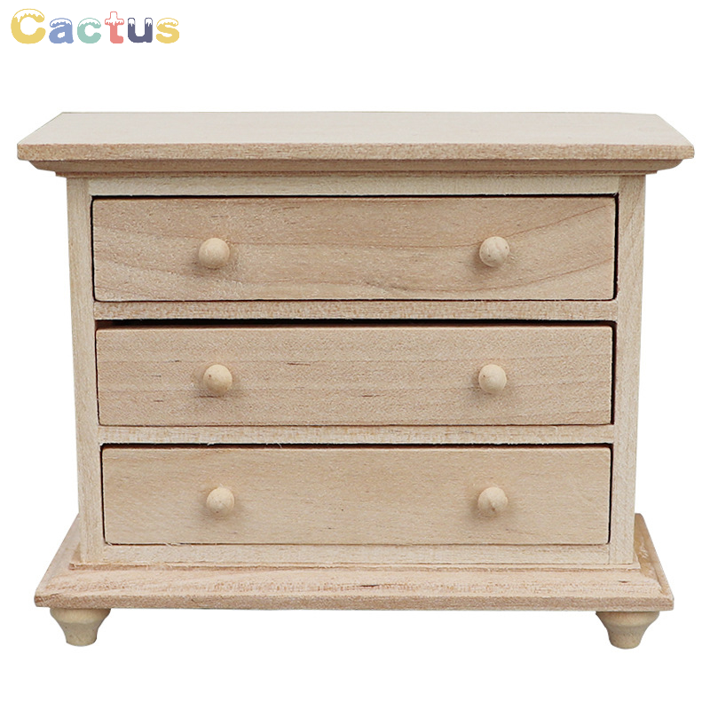 Cajón de almacenamiento de madera en miniatura para casa de muñecas, armario, casillero, mesita de noche, muebles, modelo de decoración, accesorios de juguete, 1:12