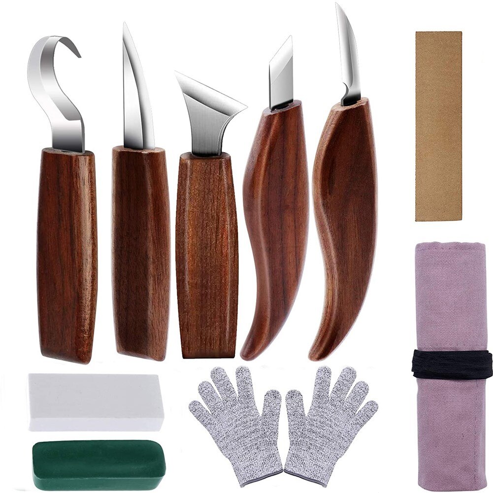 DIY Hand Chisel Wood Carving Tools Spoon Carving Knife Woodcut Woodcarving Sculptural Cutter Chip Knives Woodworking Hand Tools: 10pcs