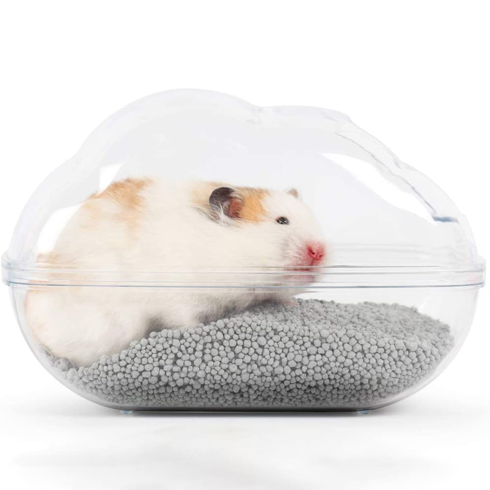 Casa de hámster grande, contenedor de baño de arena, nubes transparentes, baño de hámster para animales pequeños, accesorios de jaula de conejillo de indias
