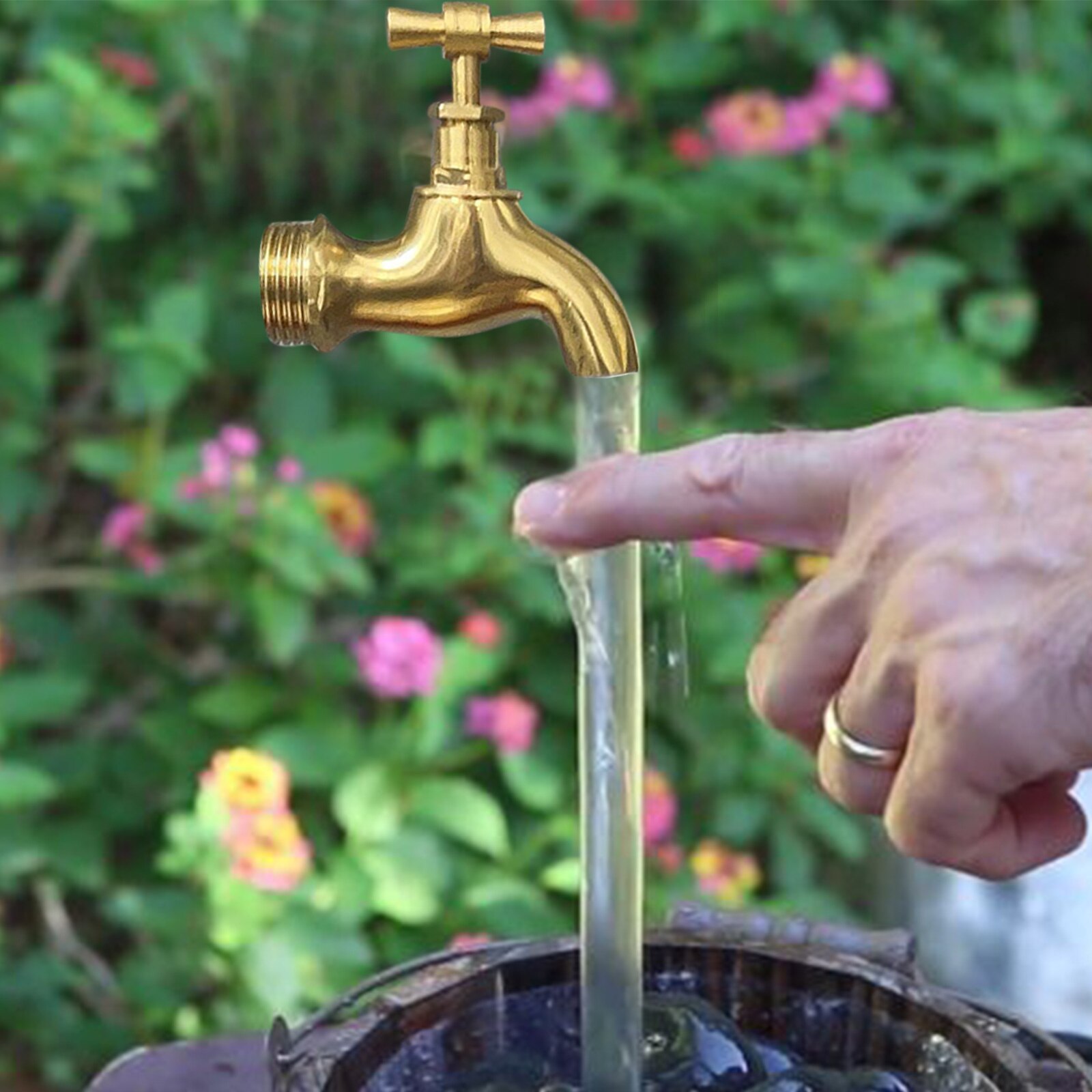 Invisible Flowing Spout Watering Can Fountain Yard Art Decor Magic Tap Running Water USB C1