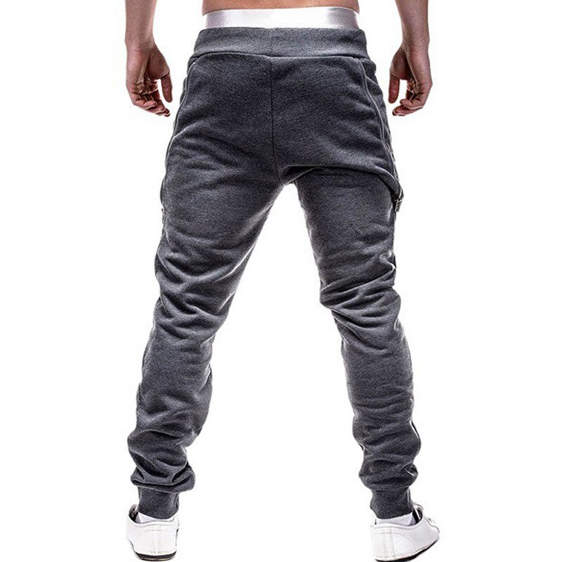 Joggingbukser mænd lynlåslommer solide casual midwaist bukser mænd fuld længde joggerbukser mænd streetwear pantalon homme