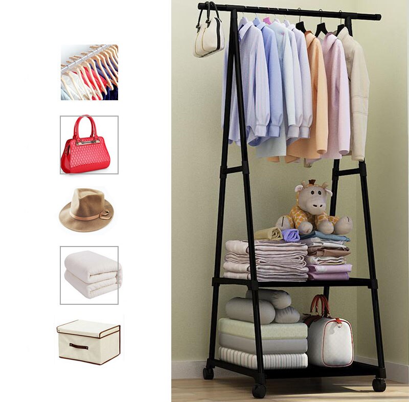 Multi-function Triangle Coat Rack Removable Bedroom Hanging Clothes Rack With Wheels Floor Standing Coat Rack Clothes Hanger