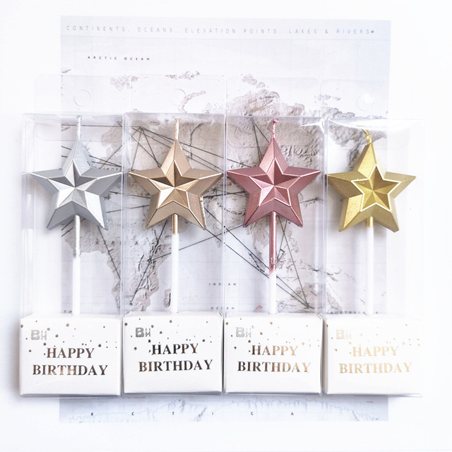 Verjaardagstaart Kaars Diamant Hart Stervorm Creatieve 3D Mooie Cupcake Kaars Kinderen Party Decoratie