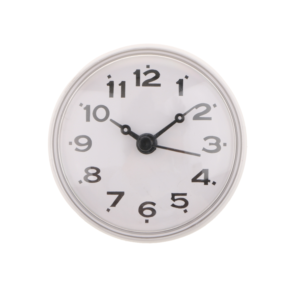 White Silicone PVC Mini Clock Suction Cup Clock Waterproof for Mirror Window
