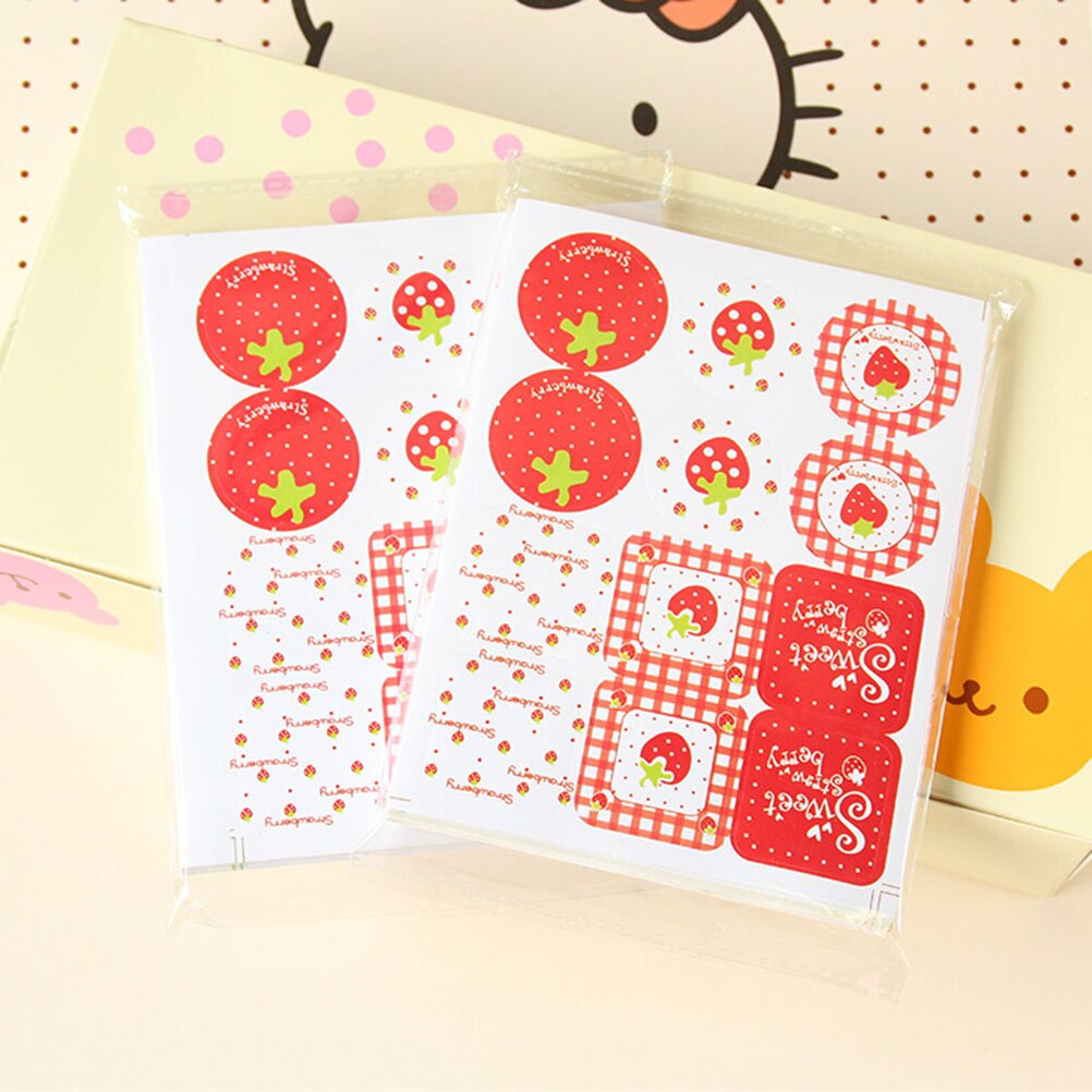 Leuke Aardbei Patroon Scrapbook Papier Sticker Label Stickers Decoratie 24 stks/partij