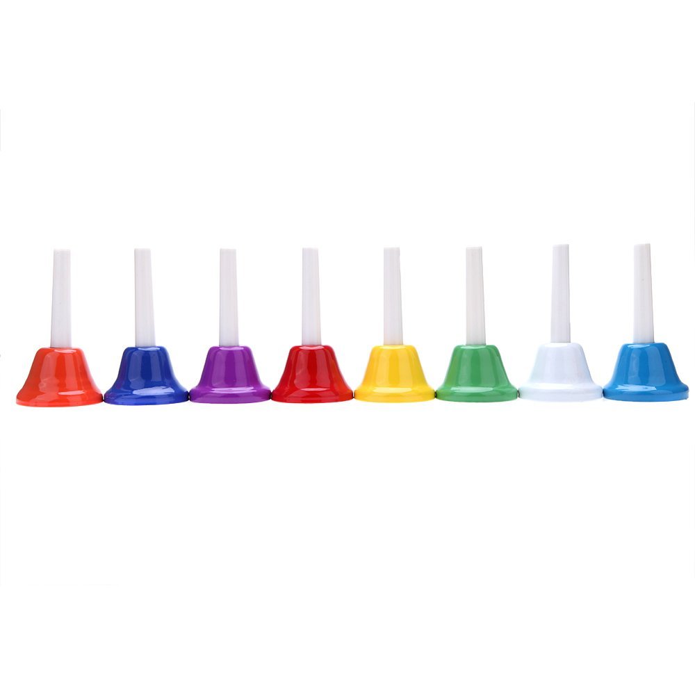 Bmdt-campanilla de mano 8-Nota Metal colorido chico niños Juguete Musical instrumento de percusión