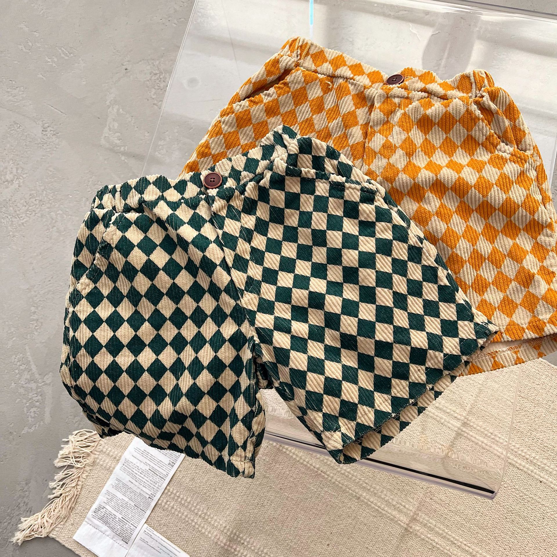 2022 primavera estate nuovi bambini pantaloncini di velluto a coste moda bambino pantaloni a quadri ragazzi pantaloni corti Casual pantaloni larghi per ragazze Harem