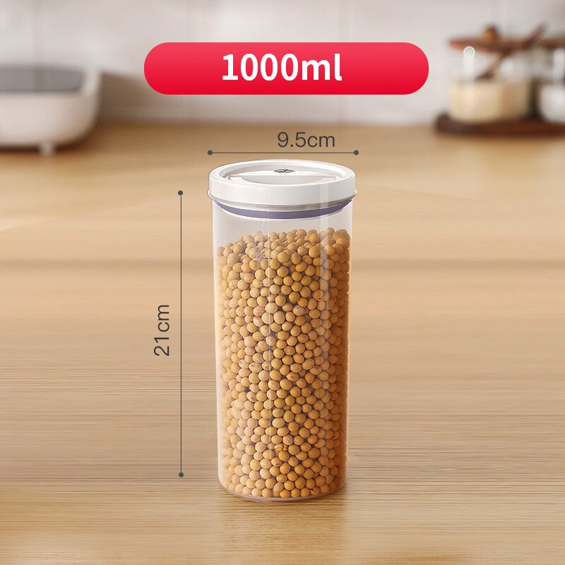 JOYBOS-tarro sellado para el hogar, recipiente de plástico de grado alimenticio con tapa, caja de almacenamiento de granos, transparente, para arroz y nueces, JBS76: 1000ml
