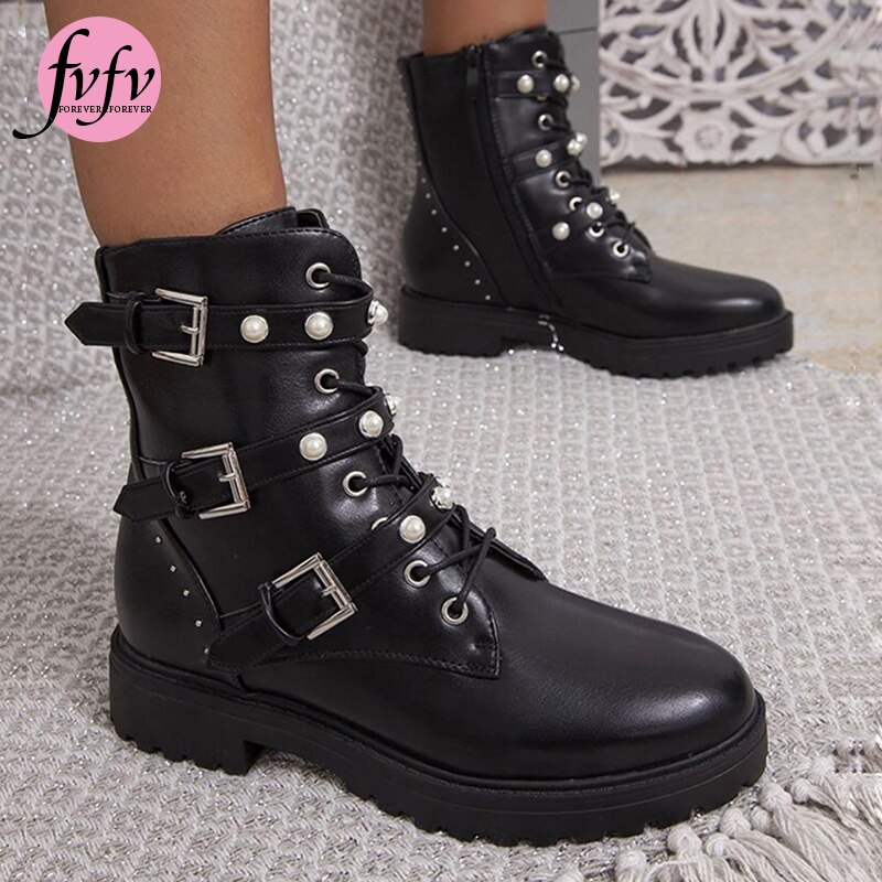 [fvfv] enkellaarsjes dames herfstlaarzen parel gesp dames enkel parel rits laarzen studs dames enkellaarsjes