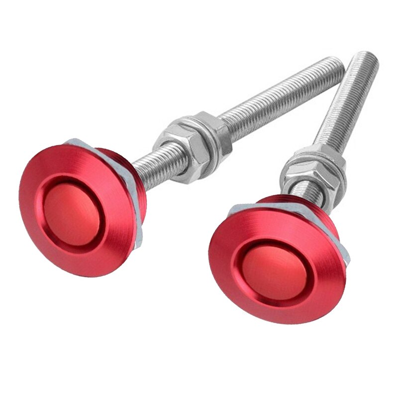 2Pcs 30mm Aluminum Alloy Push Button Quick Release Hood Pins Bonnet Lock Clip Latch Bumper Universal Auto Replacement Parts: Red