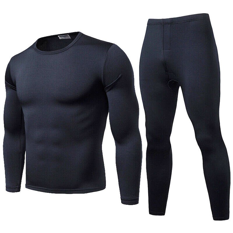 Men Autumn Winter Warm Velvet Inner Wear Thermal Underwear Long Johns Pajama Set Male Solid Warm Winter Long Underwear Set