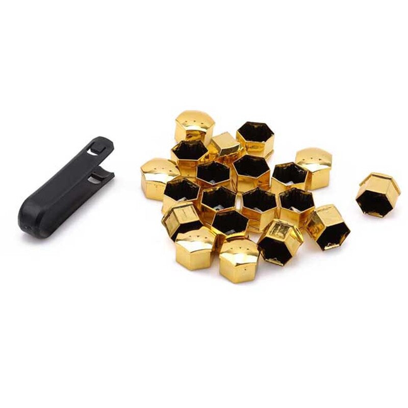 17mm dæk biler køretøjer dæk hjul dæk skruehætte dekorative dæk hjul møtrik skrue bolt bil styling støvtæt beskytter: Gul